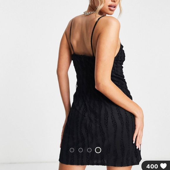 NWT! Trendyol mini cami dress black textured stripe 10 holiday occasion party - Picture 4 of 9